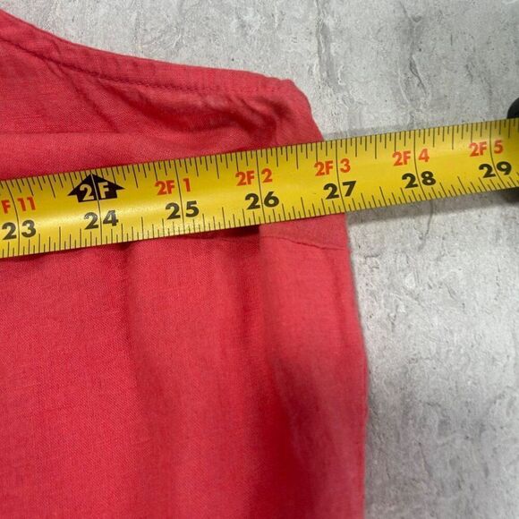 Coral Bay Womens Sleeveless Top Crochet Collar‎ Coral Linen Rayon Size 3X - Picture 9 of 12